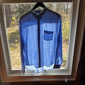 Blue Button-Up Blouse